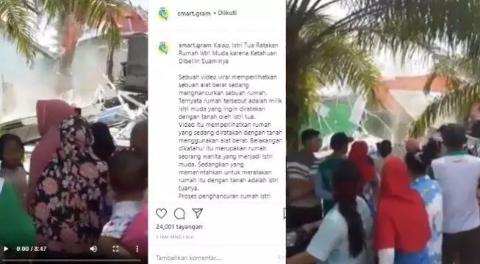 Videonya Viral Istri Tua Kirim Buldoser Robohkan Rumah Istri Muda di Sumut