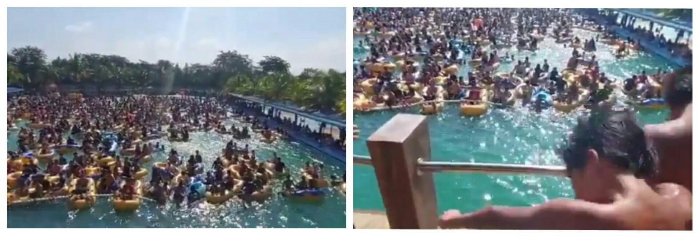 Screnshoot Pengunjung Waterpark Deliserdang gelar pesta di Kolam. Foto: Twitter.