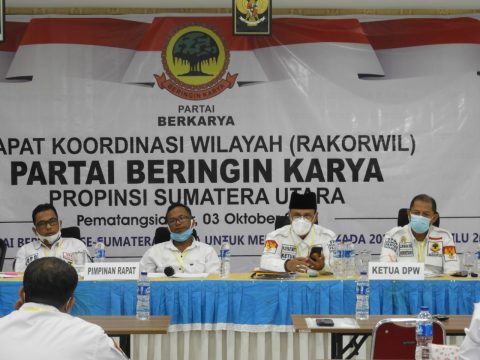 Rakorwil Partai Beringin Karya berlangsung sukses di Siantar Hotel, pada Sabtu, (03/10/2020). Kemarin.