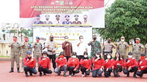 Foto bersama Usai mengelar Apel Aman Nusa II TOBA 2020, Waspadai Bencana Alam. Foto: Dok. Polres Simalungun