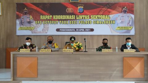 Rakor Lintas Sektoral OPS Ketupat Toba Pengamanan Idul Fitri 1442 H. Foto: Polres Simalungun. Rabu, (28/04/2021).