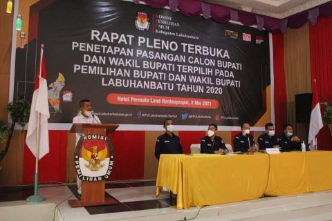 Rapat Pleno Terbuka Oleh KPU Labuhanbatu. Foto: Amlin NST. Minggu, (02/05/2021)