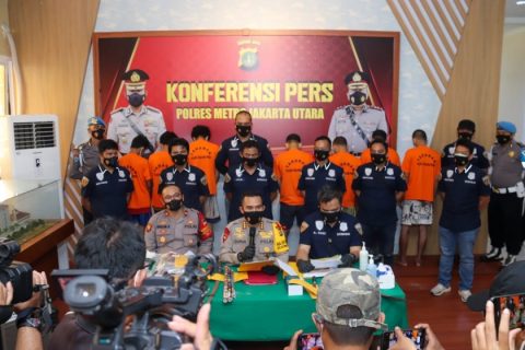 Konferensi pers Polres Metro Jakarta Utara. Foto: mascipoldotcom. Jumat, (07/05/2021).