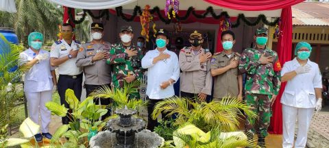 Forkopimda Kabupaten Simalungun saat meninjau Pos Pam Ops Ketupat Toba 2021. Foto: Humas Polres Simalungun