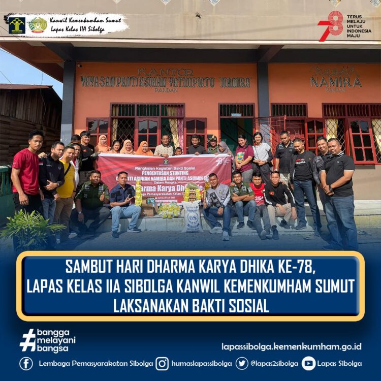 Kegiatan Bakti Sosial yang dilaksanakan Lapas Kelas IIA Sibolga dalam Rangka Sambut Hari Dharma Karya Dhika. Foto: Istimewa.