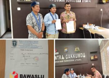 GMKI Pematang Siantar – Simalungun saat berada di Kantor Bawaslu Sumatera Utara. Foto: Dok GMKI.