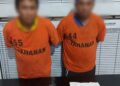 Tersangka pengedar Narkotika O alias Oliver dan DZ diamankan di Polres Simalungun. Foto: Dok. Istimewa.