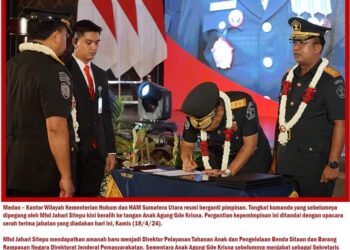 Pelantikan dan serah terima jabatan Kakanwilkumham Sumut. Foto: Istimewa.